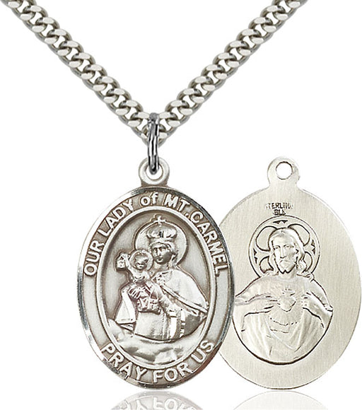 Sterling Silver Our Lady of Mount Carmel Necklace Set