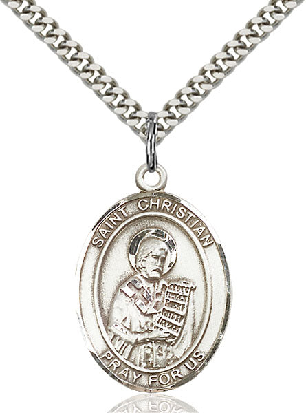 Sterling Silver Saint Christian Demosthenes Necklace Set