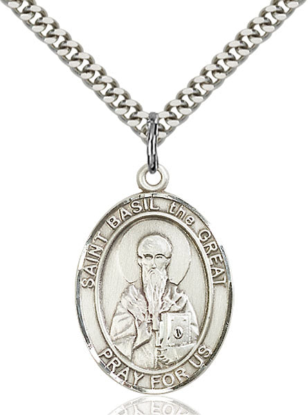 Sterling Silver Saint Basil the Great Necklace Set