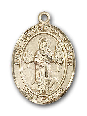 14K Gold Saint Isidore the Farmer Pendant