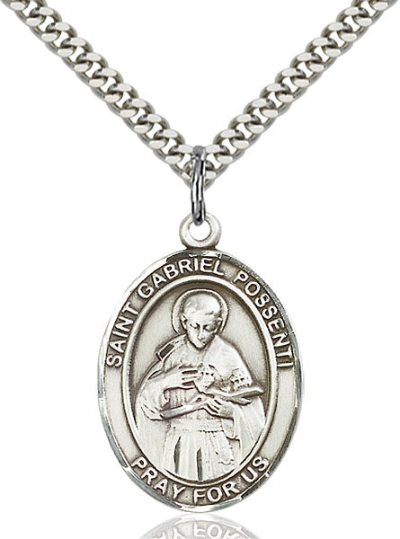 Sterling Silver Saint Gabriel Possenti Necklace Set