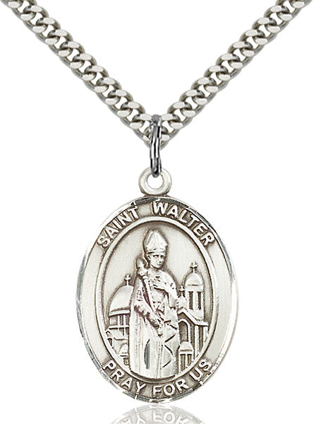 Sterling Silver Saint Walter of Pontnoise Necklace Set