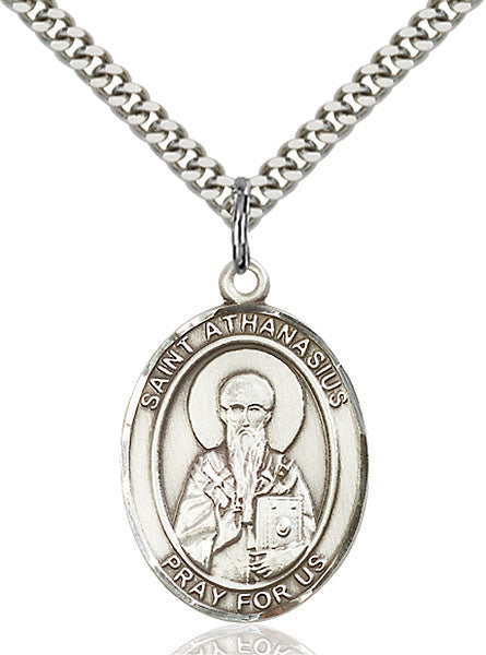 Sterling Silver Saint Athanasius Necklace Set