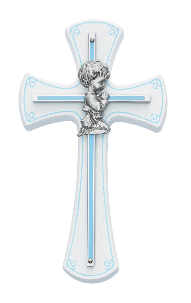 7-inch Boy Cross On White Wood