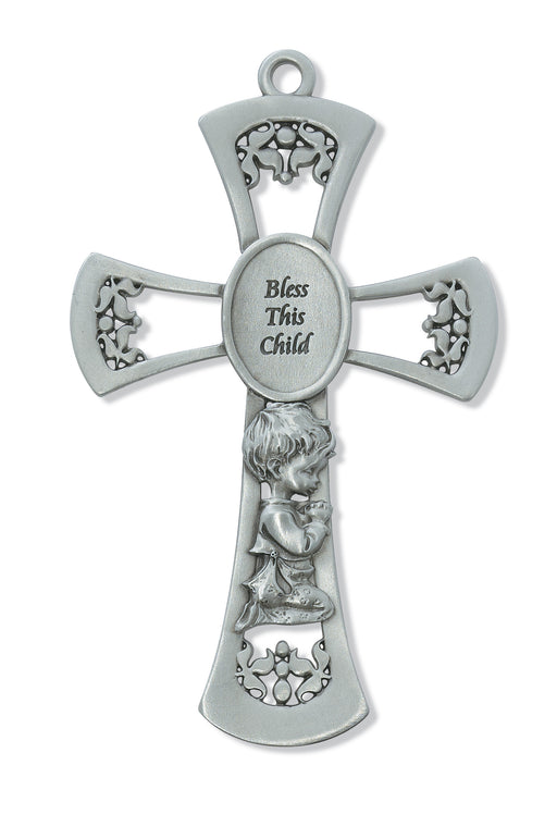 6-inch Pewter Baby Boy Cross