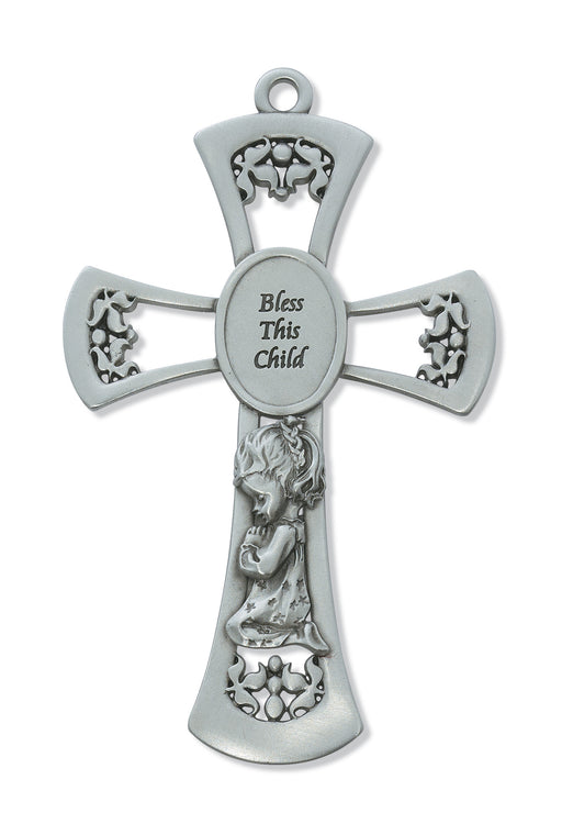 6-inch Pewter Baby Girl Cross