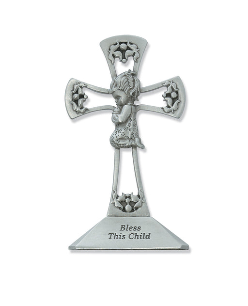 4-inch Pewter Stng Girl Cross