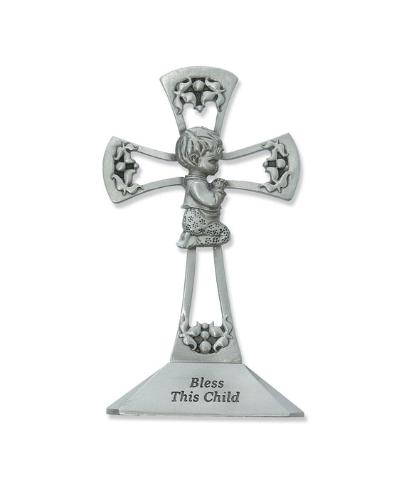 4-inch Pewter Stng Boy Cross