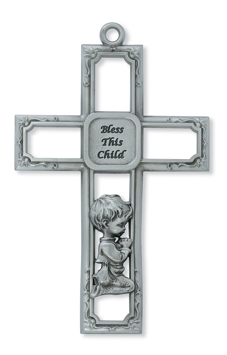 6-inch Pewter Baby Boy Cross