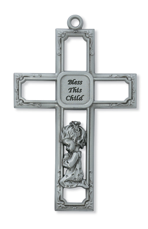 6-inch Pewter Baby Girl Cross