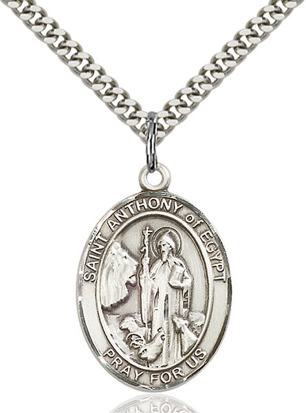 Sterling Silver Saint Anthony of Egypt Necklace Set