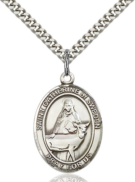 Sterling Silver Saint Catherine of Sweden Necklace Set