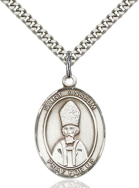 Sterling Silver Saint Anselm of Canterbury Necklace Set