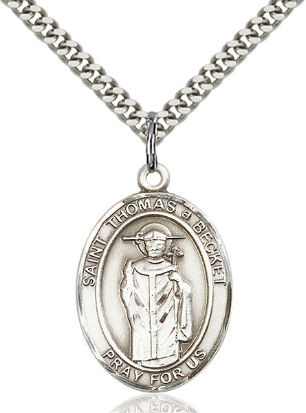 Sterling Silver Saint Thomas A Becket Necklace Set