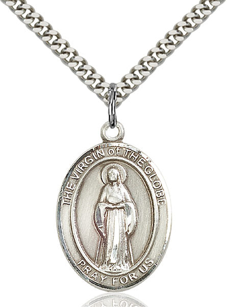 Sterling Silver Virgin of the Globe Necklace Set