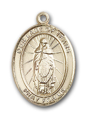 14K Gold OUR LADY of Tears Pendant