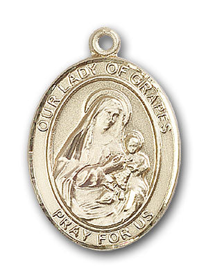 14K Gold OUR LADY of Grapes Pendant