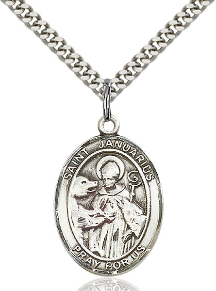 Sterling Silver Saint Januarius Necklace Set