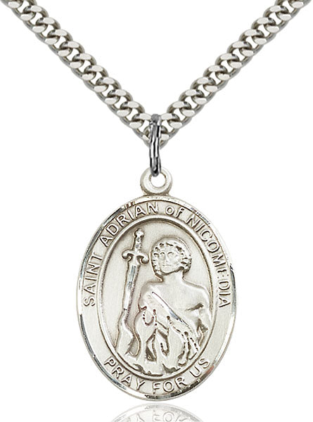 Sterling Silver Saint Adrian of Nicomedia Necklace Set