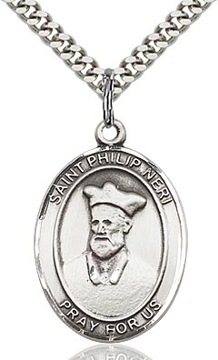 Sterling Silver Saint Philip Neri Necklace Set