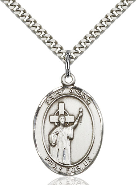 Sterling Silver Saint Aidan Of Lindesfarne Necklace Set