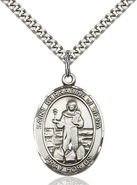Sterling Silver Saint Bernadine Of Sienna Necklace Set