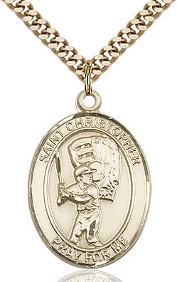 Gold-Filled Saint Christopher Baseball Necklace Set