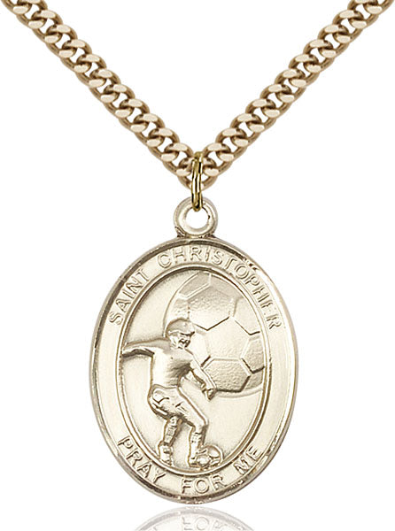 Gold-Filled Saint Christopher Soccer Necklace Set