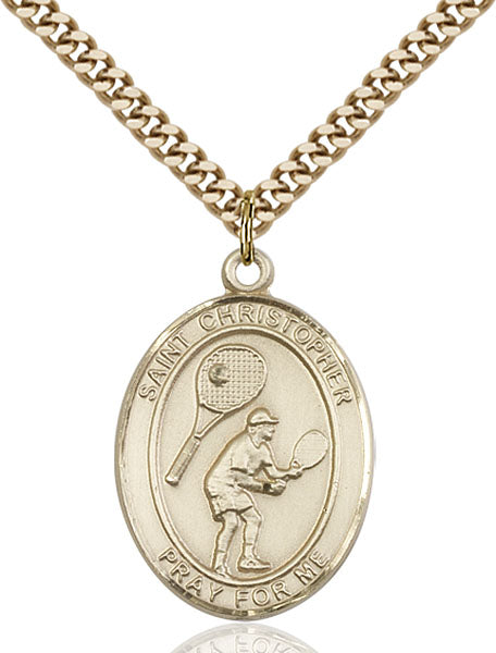 Gold-Filled Saint Christopher Tennis Necklace Set