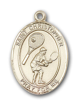 14K Gold Saint Christopher Tennis Pendant