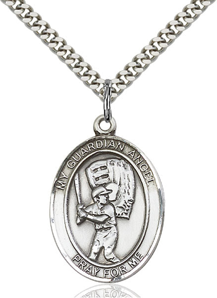 Sterling Silver Guardian Angel, Angel Jewelry Baseball Necklace Set
