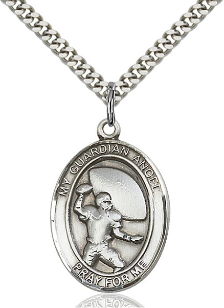 Sterling Silver Guardian Angel, Angel Jewelry Basketball Necklace Set