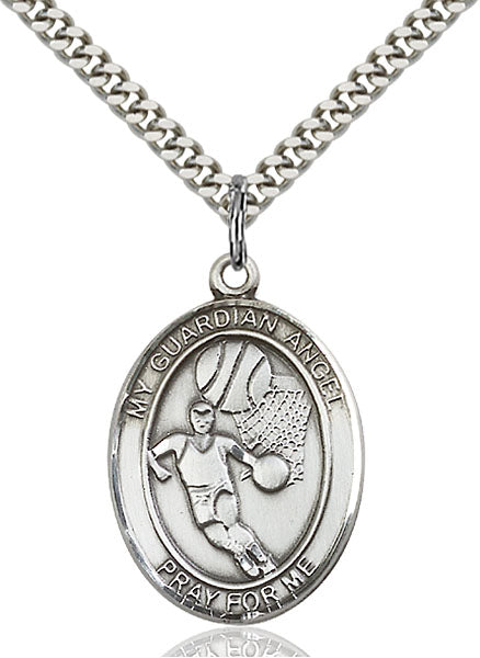 Sterling Silver Guardian Angel, Angel Jewelry Football Necklace Set