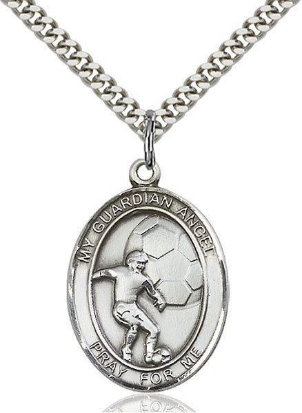Sterling Silver Guardian Angel, Angel Jewelry Soccer Necklace Set