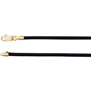 20-inch Black Leather Cord with Lobster Clasp - 14K Yellow Gold