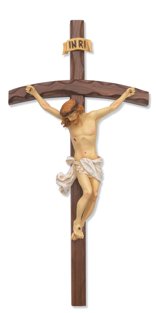 16-inch Walnut Bent Log Crucifix