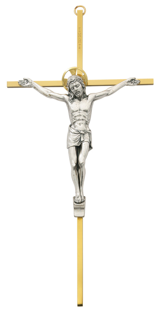 10-inch Tutone Sterling Silver Crucifix