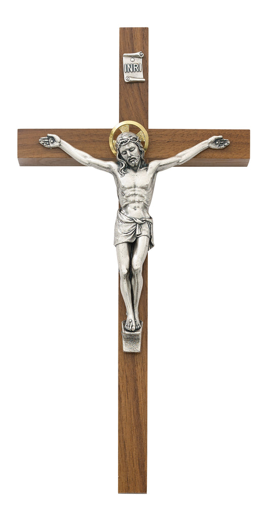 8-inch Walnut Crucifix with Halo