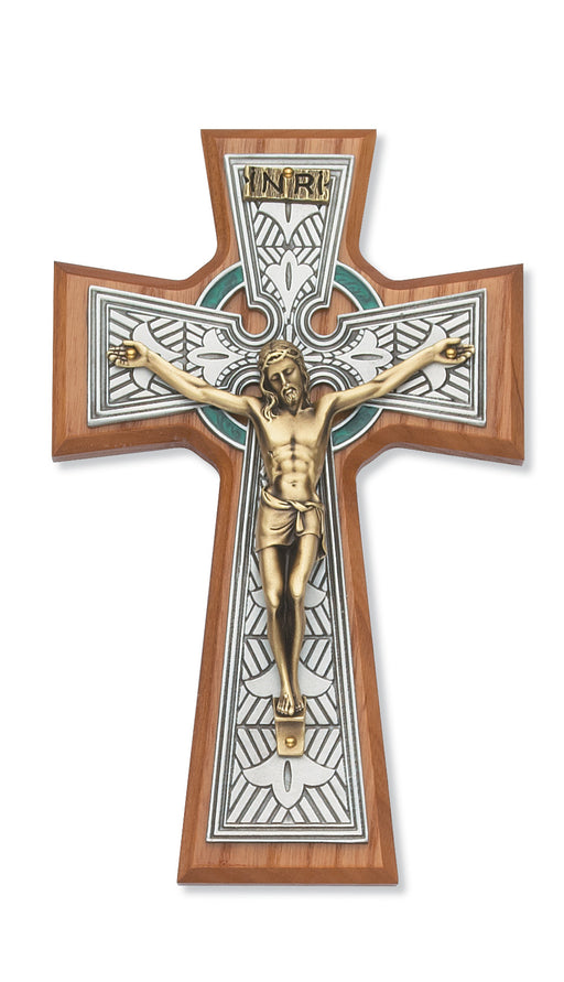 8-inch Walnut Celtic Crucifix Tutone