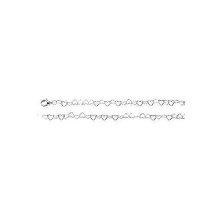 7.25-inch Heart Link Chain with Lobster Clasp - Sterling Silver