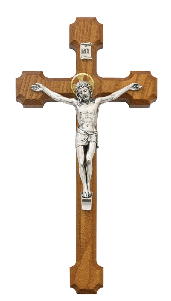 10-inch Walnut Crucifix with Halo