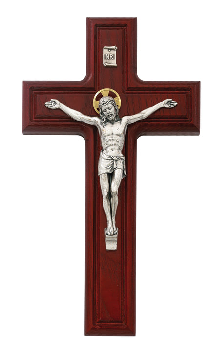 10-inch Cherry Crucifix with Silver Corpus