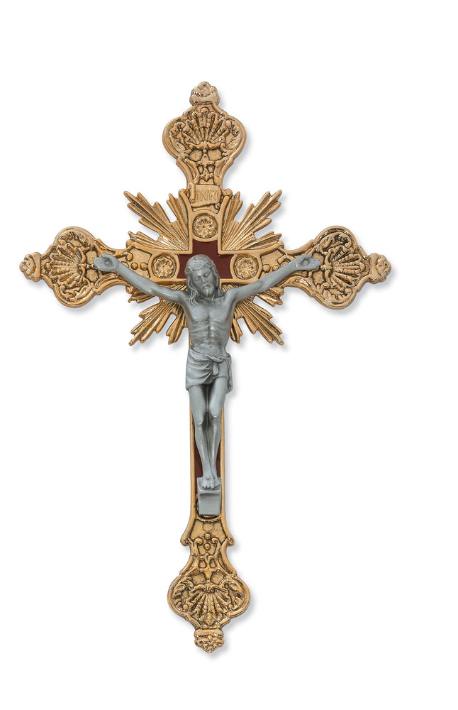 8-inch Sterling Silver Crucifix Red Epoxy