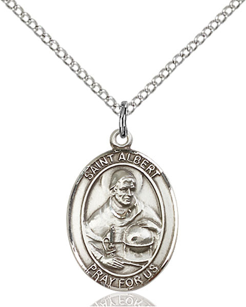 Sterling Silver Saint Albert the Great Necklace Set