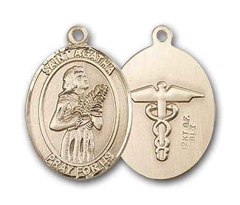 14K Gold Saint Agatha Nurse Pendant