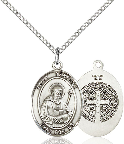 Sterling Silver Saint Benedict Necklace Set