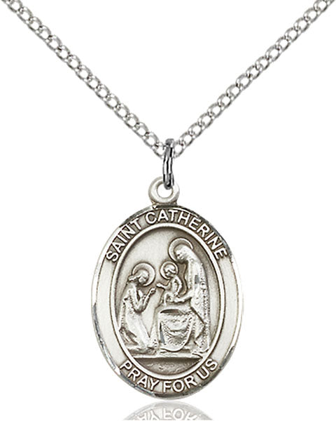 Sterling Silver Saint Catherine of Siena Necklace Set
