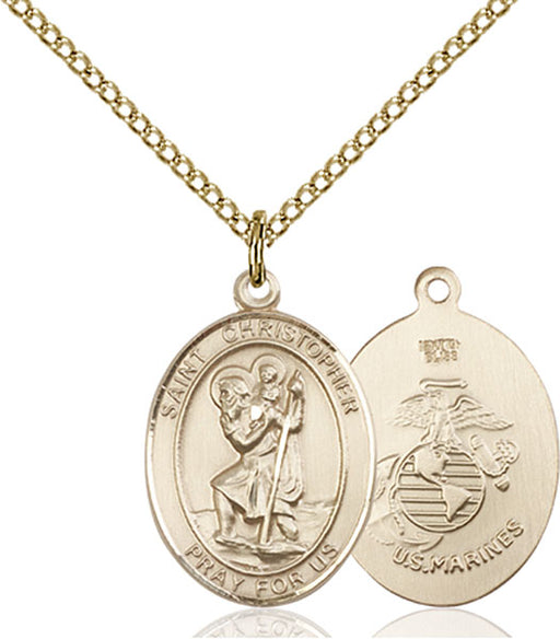 Gold-Filled Saint Christopher Marines Necklace Set