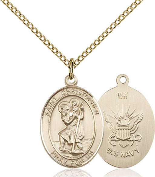Gold-Filled Saint Christopher Navy Necklace Set