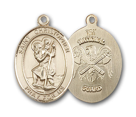 14K Gold Saint Christopher National Guard Pendant